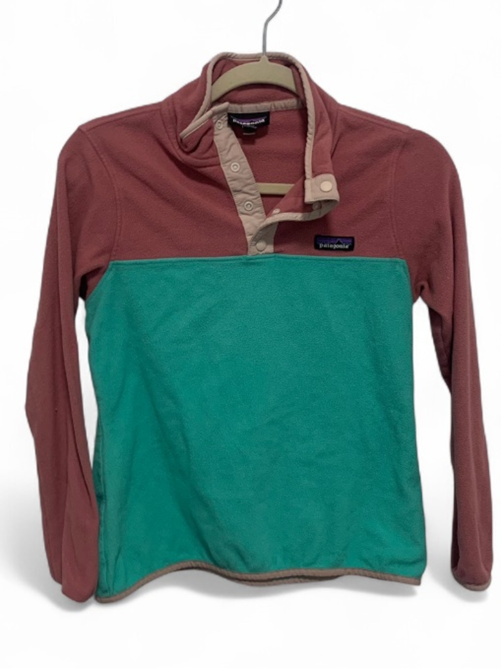Patagonia Micro D Snap T Two-Tone Pullover Fleece - Rose & Teal